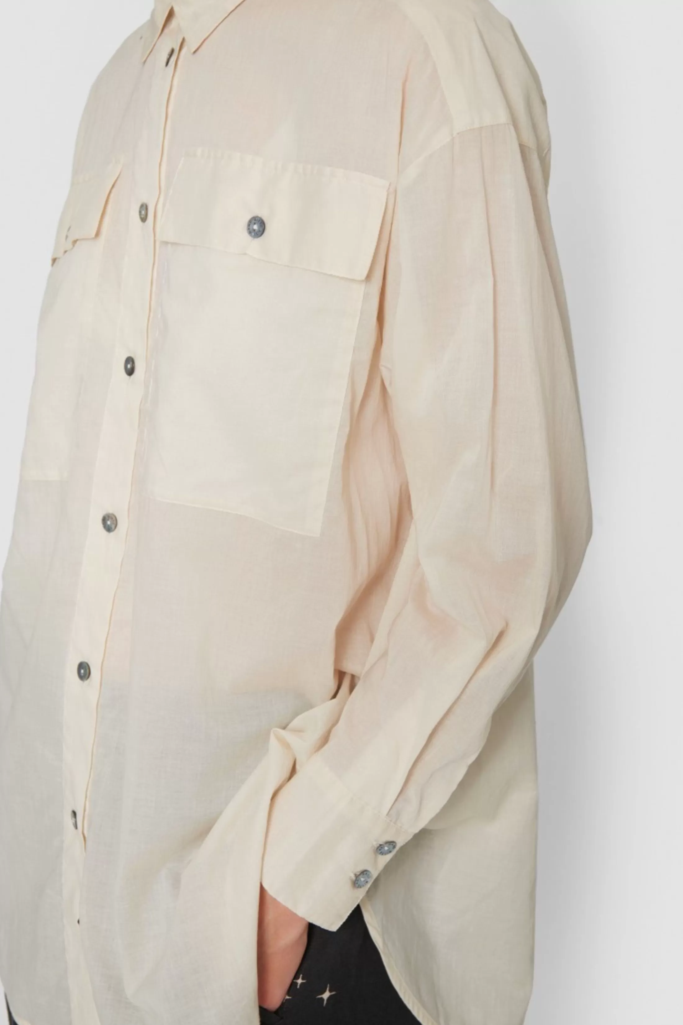 Skjorter<BITTE KAI RAND Washi Voile Skjorte Black | Ivory | Toffee